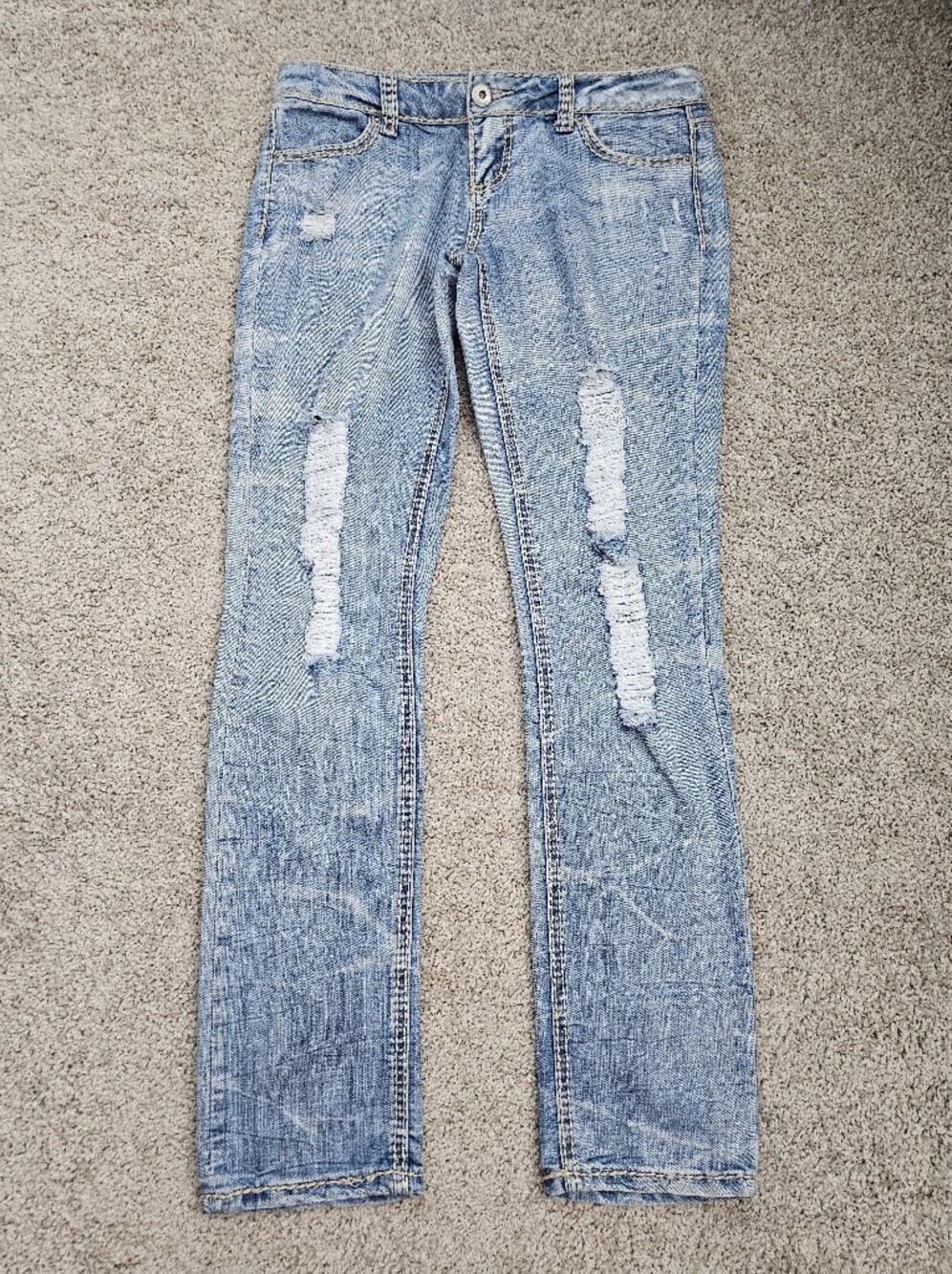 Blue Asphalt Distressed Jeans, Size 9